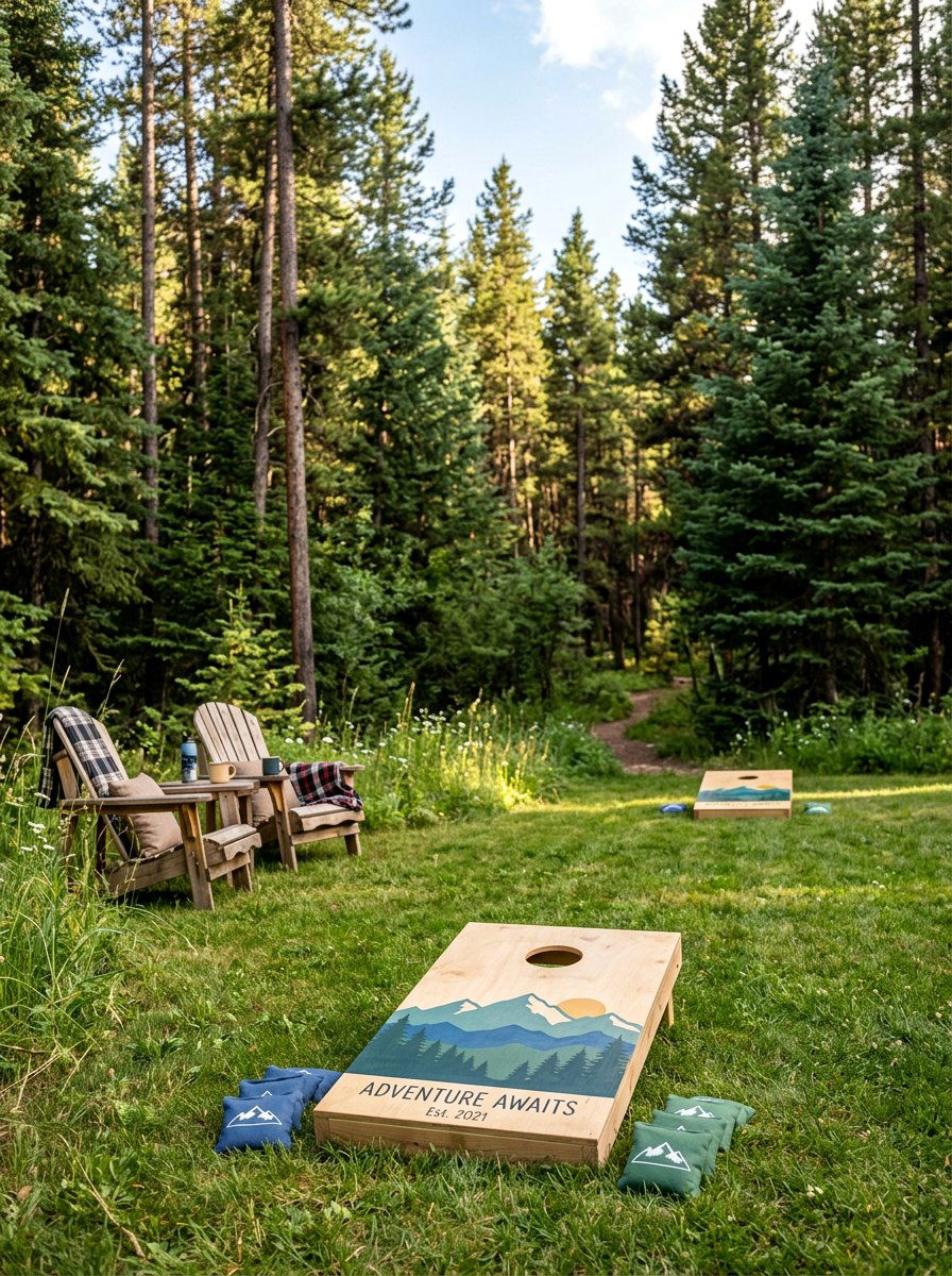 Mountain Scene Pallet Cornhole - 25 Pallet Cornhole Game Board Ideas