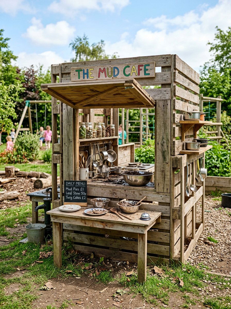 Mud Kitchen With Serving Hatch - 25 Pallet Mud Kitchen for Kids Ideas