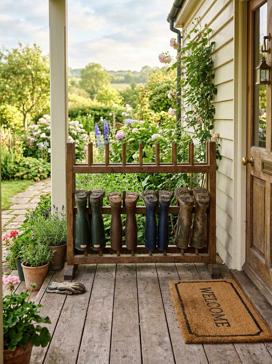 Muddy Boot Storage Rack - 25 Pallet Outdoor Storage Box Ideas