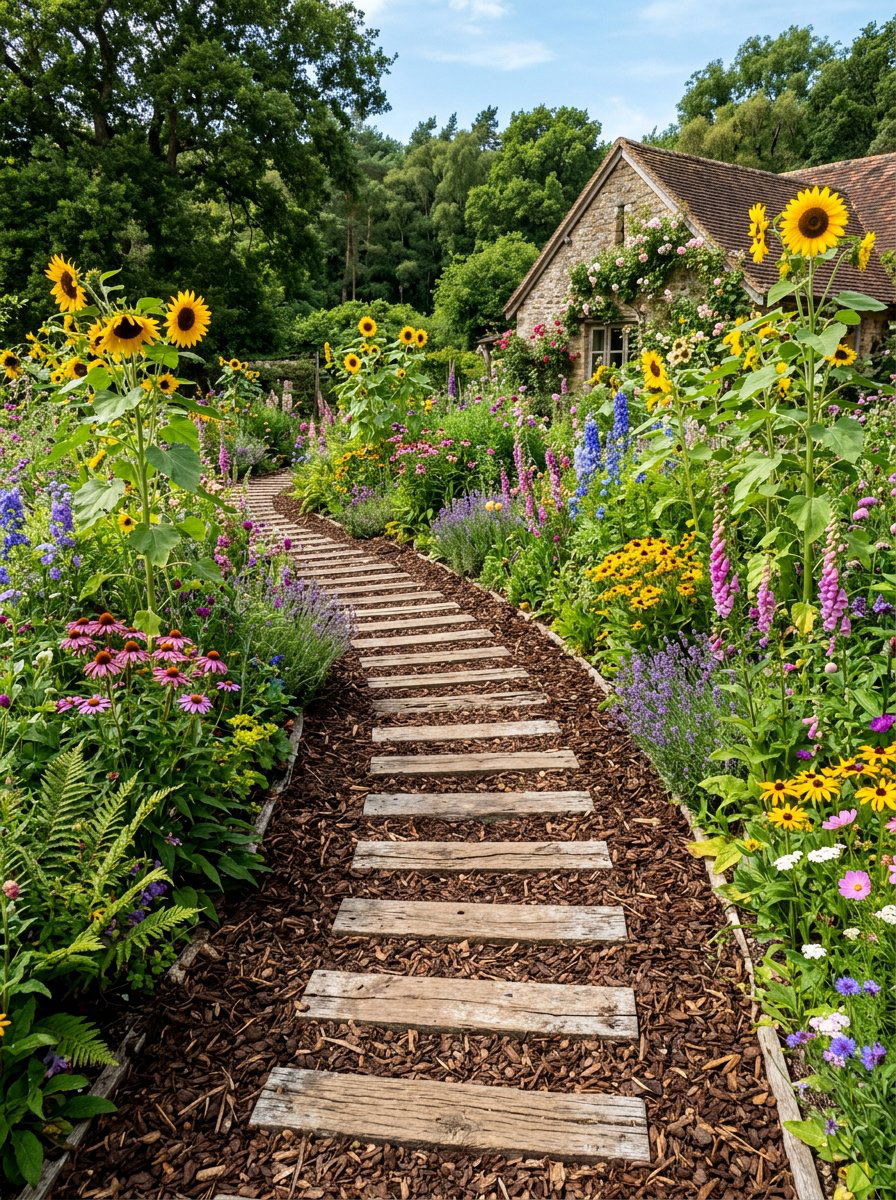 Mulch Timber Path - 25 Pallet Walkway for Garden Ideas