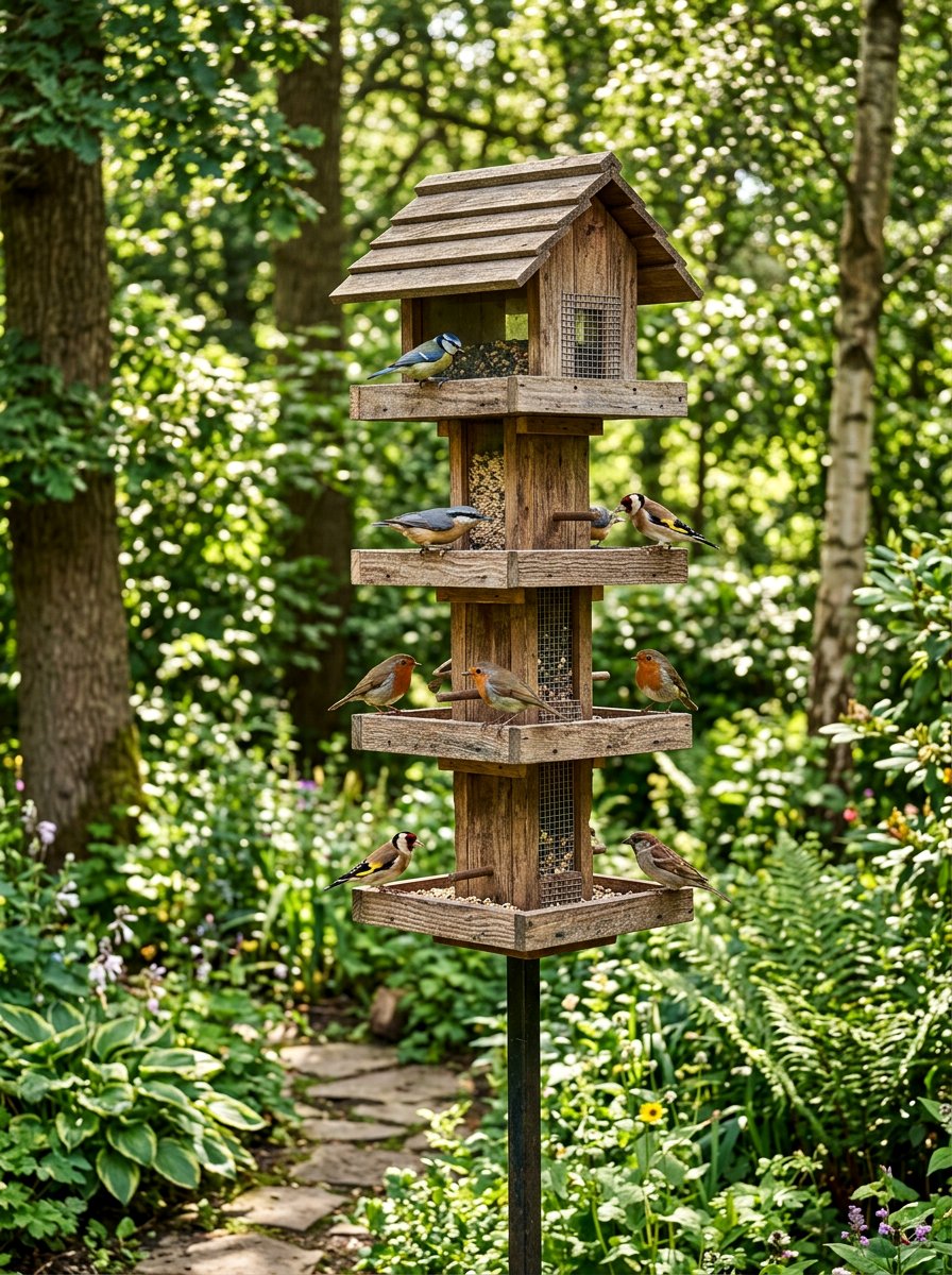 Multi Level Bird Feeder - 25 Pallet Bird Feeder Ideas