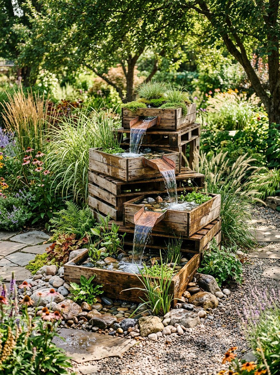 Multi Level Cascade Fountain - 25 Pallet Water Fountain Base Ideas