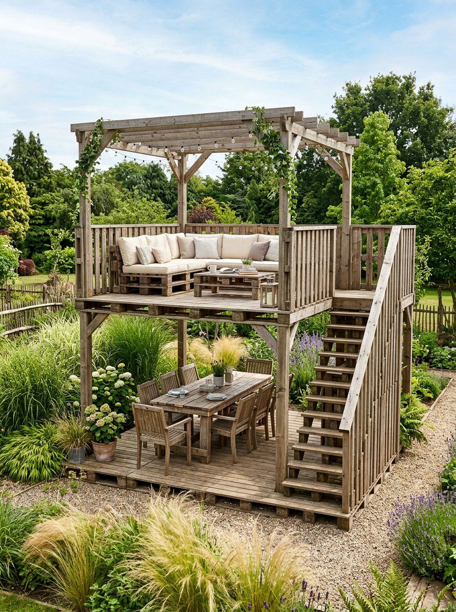Multi Level Pallet Frame - 25 Pallet Gazebo Frame Ideas