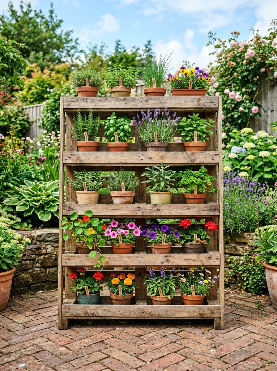 Multi Level Pallet Stand - 25 Pallet Planter Box Ideas