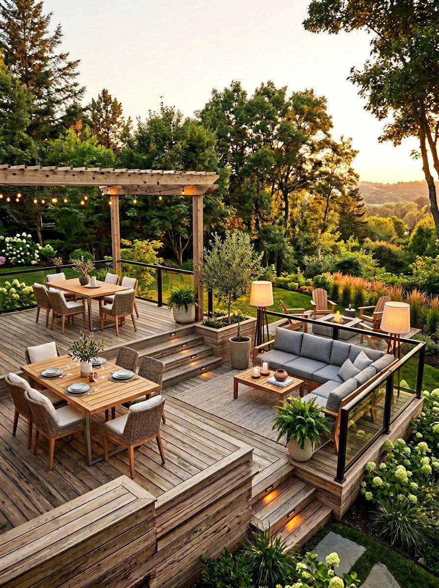 Multi Level Wood Deck - 25 Pallet Patio Flooring Ideas