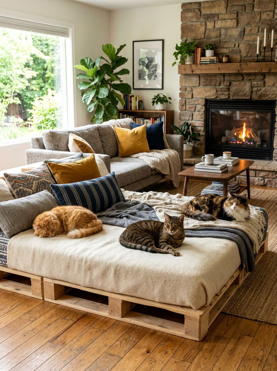 Multi cat pallet sleeper - 25 pallet cat bed ideas