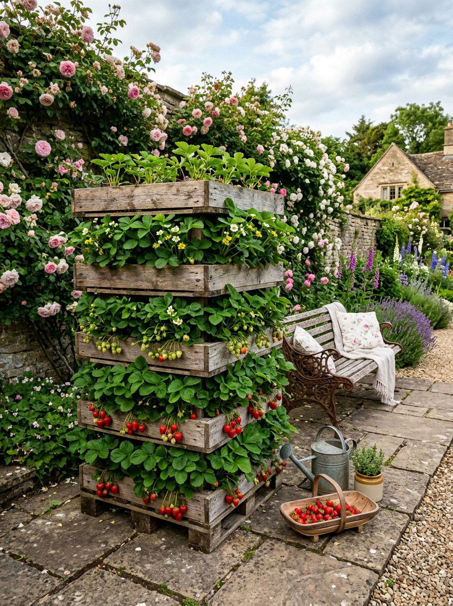 Multi level pallet planter - 25 Pallet Strawberry Planter Ideas