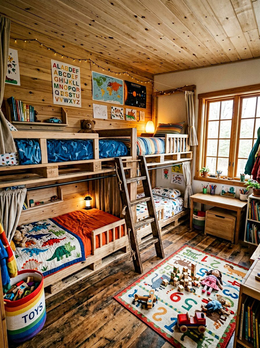 Multiple Pallet Sleeping Arrangement - 25 Pallet bed ideas for tiny house