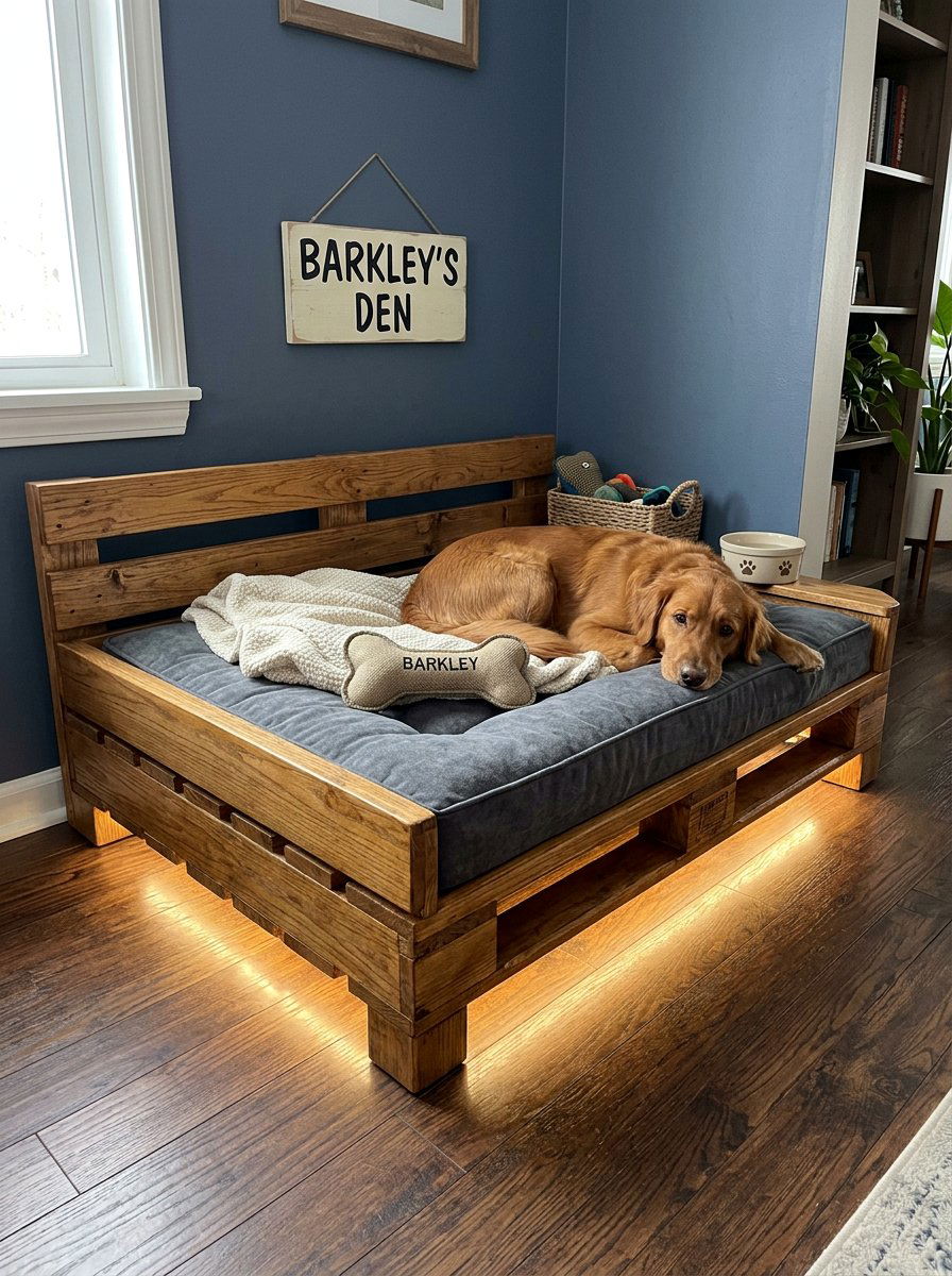 Murphy Pallet Bed - 25 Pallet bed frame with LED strip ideas