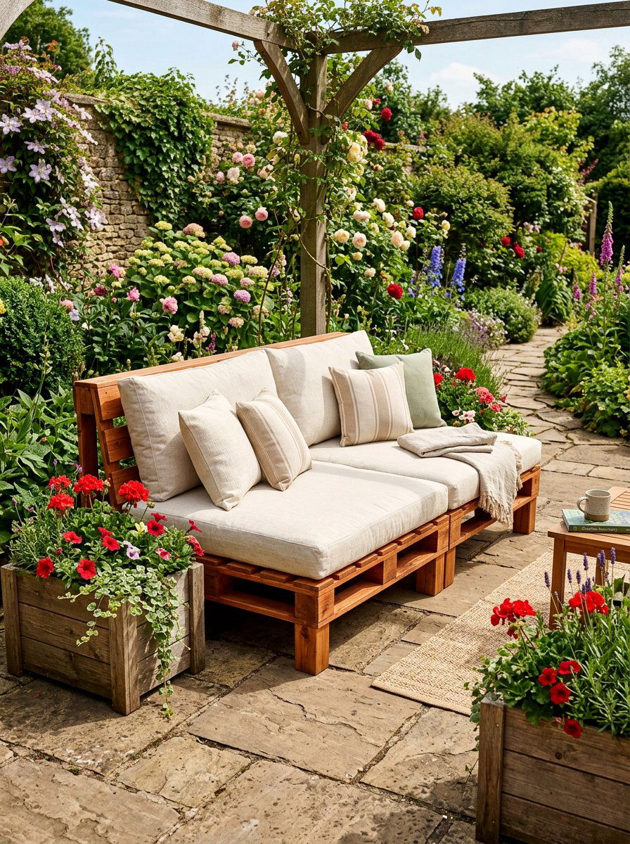 Natural Cedar Finish Pallet Daybed - 25 Pallet Daybed for Patio Ideas