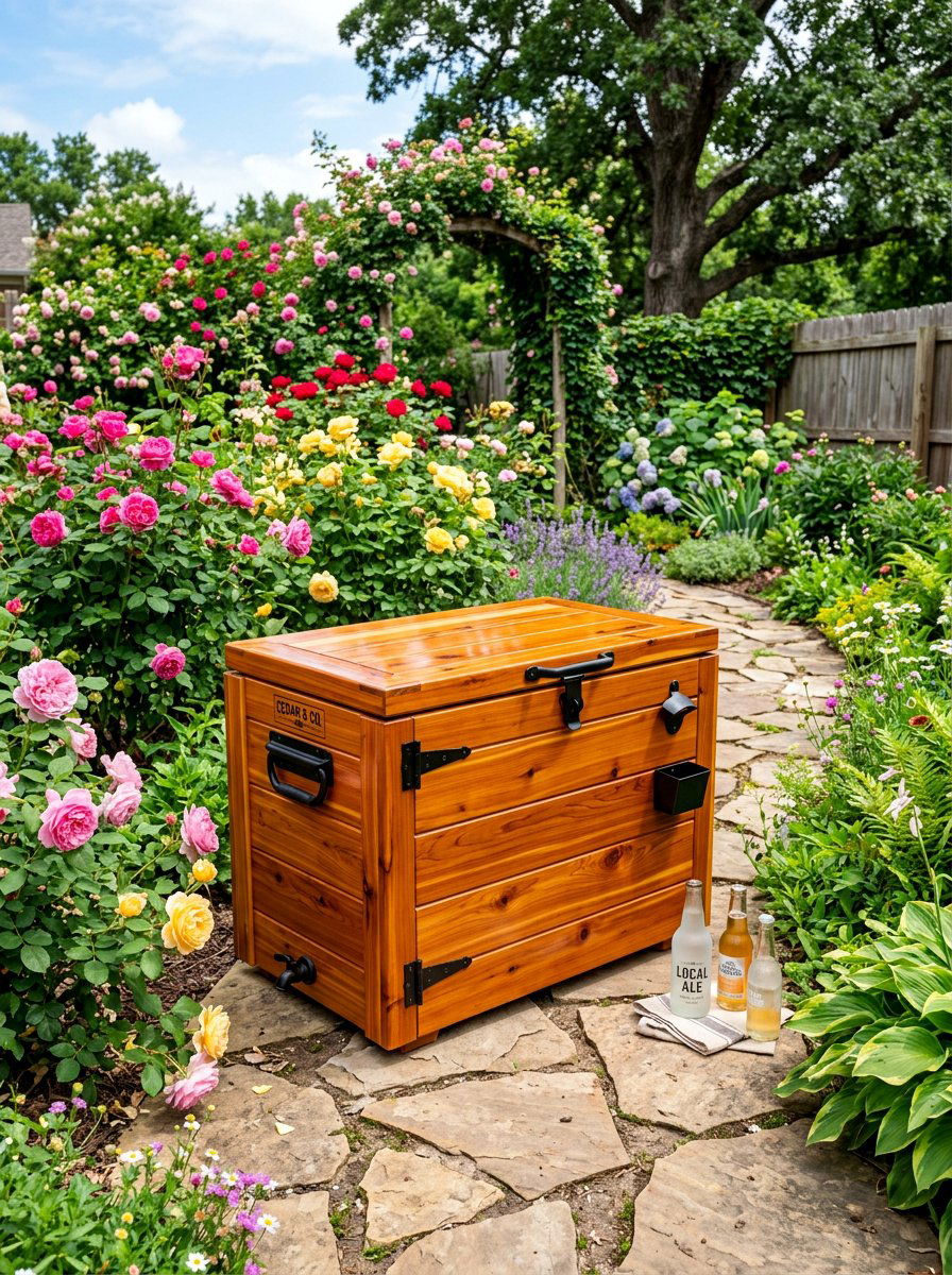 Natural Cedar Stain Cooler - 25 Pallet Ice Chest Holder Ideas