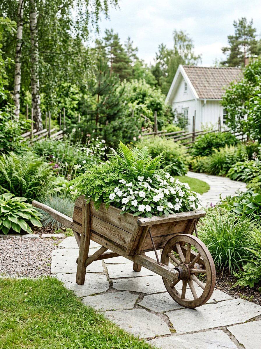 Natural Finish Pallet Wheelbarrow - 25 Pallet Wheelbarrow Planter Ideas