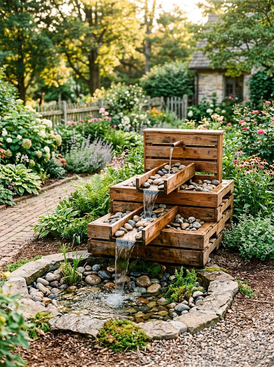 Natural Stain Pallet Fountain - 25 Pallet Water Fountain Base Ideas