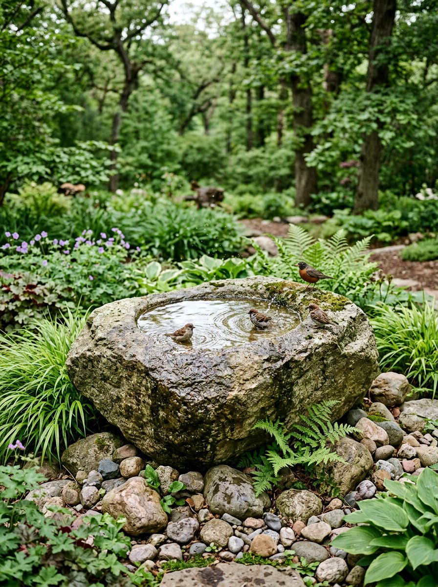 Natural Stone Bird Bath - 25 unique bird bath ideas