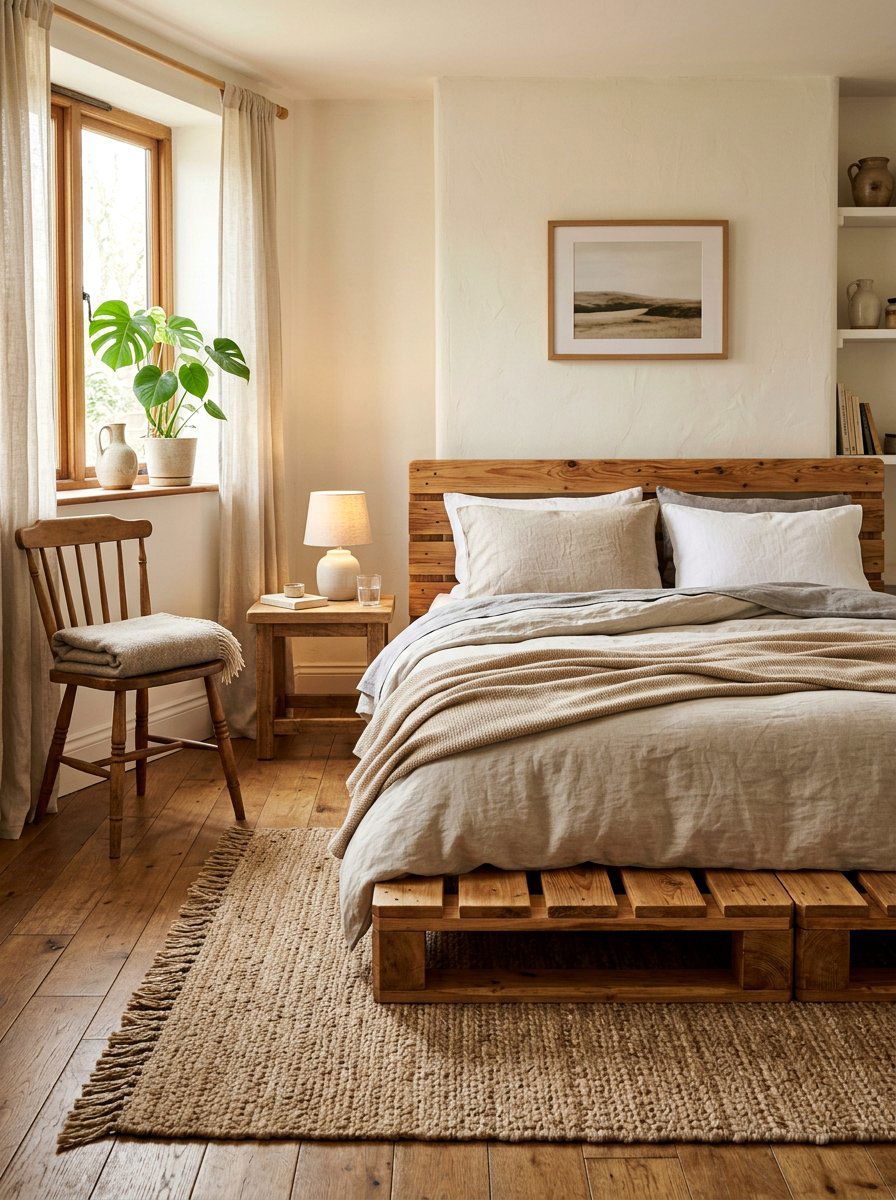 Natural Wood Finish - 25 Minimalist pallet bed ideas