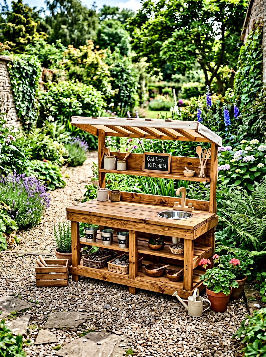 Natural Wood Mud Kitchen - 25 Pallet Mud Kitchen for Kids Ideas