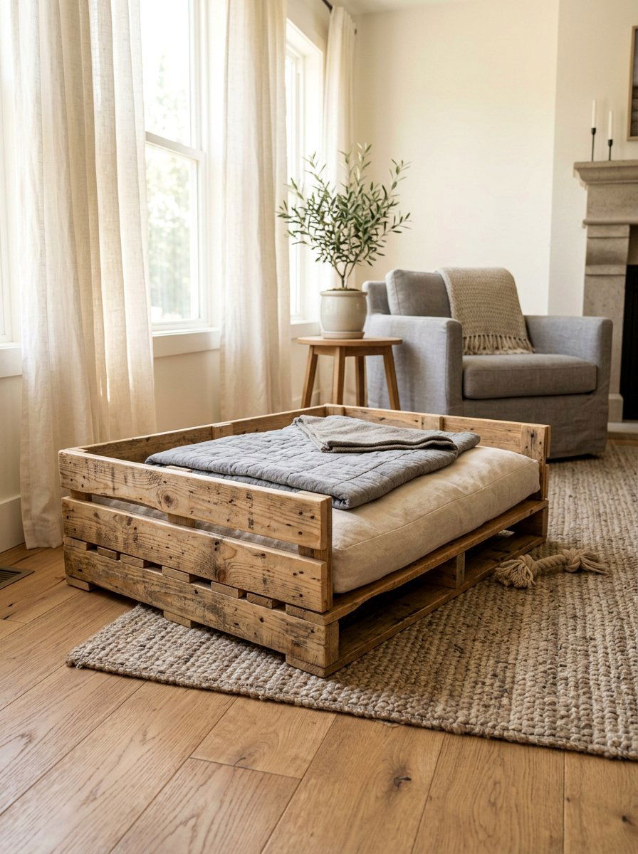 Natural Wood Pallet Dog Bed - 25 pallet bed for dogs