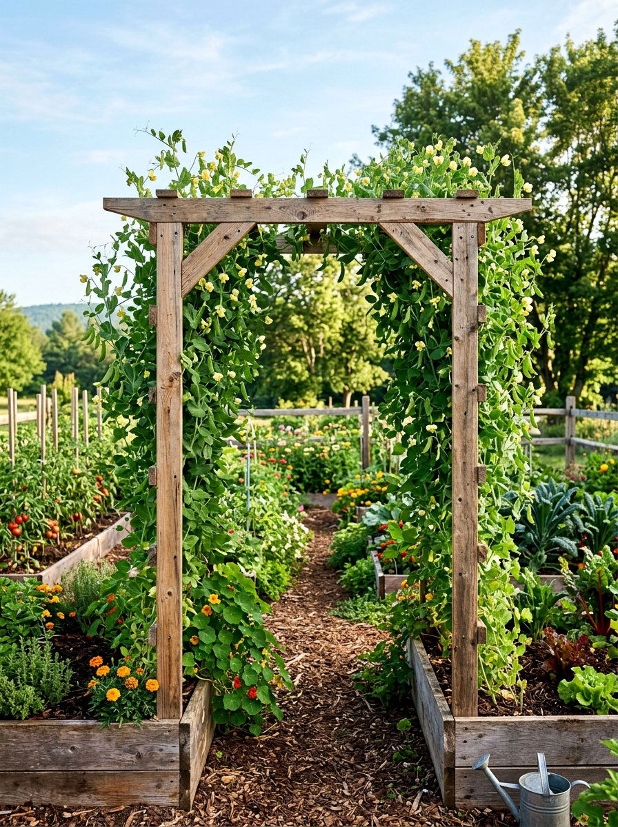 Natural Wood Trellis Arch - 25 Pallet Arbor for Garden Ideas