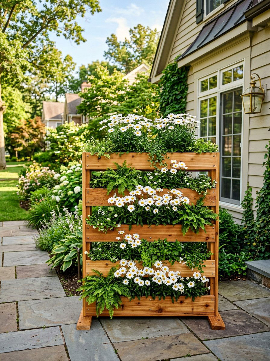 Natural cedar finish pallet - 25 Pallet Window Box Planter Ideas