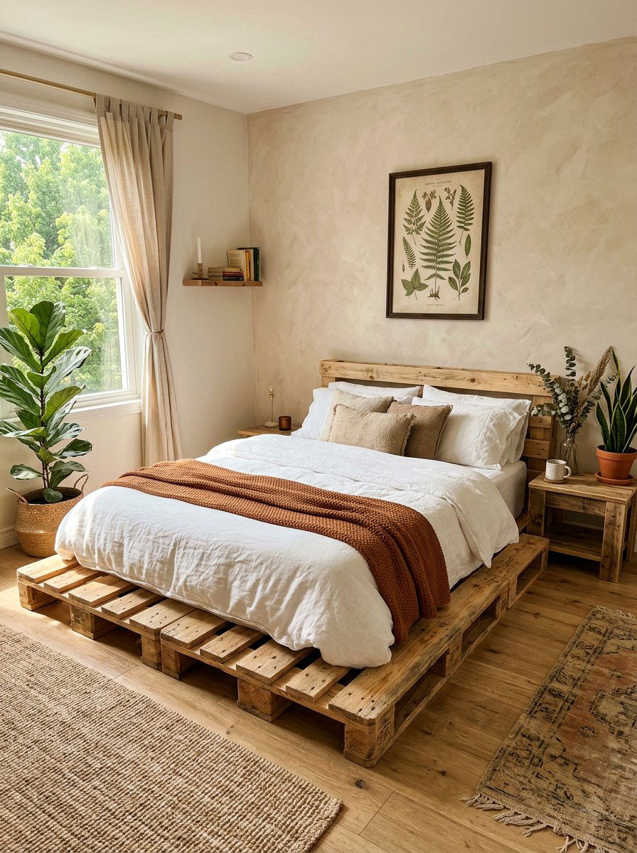 Natural wood pallet bed - 25 Pallet bed ideas for boys room