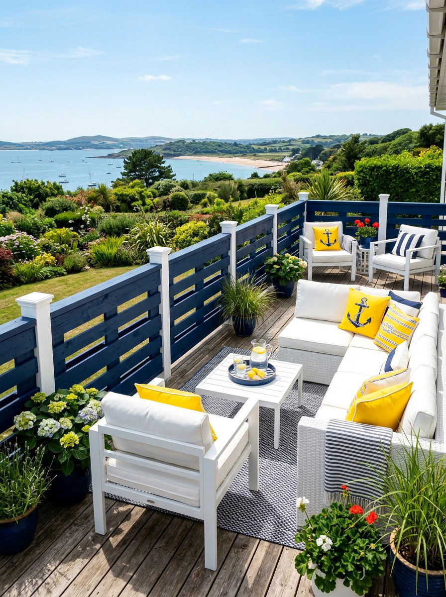 Navy Blue Pallet Railing - 25 Pallet Deck Railing Ideas