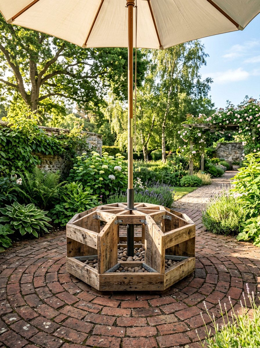 Octagonal Pallet Base - 25 Pallet Umbrella Stand Ideas