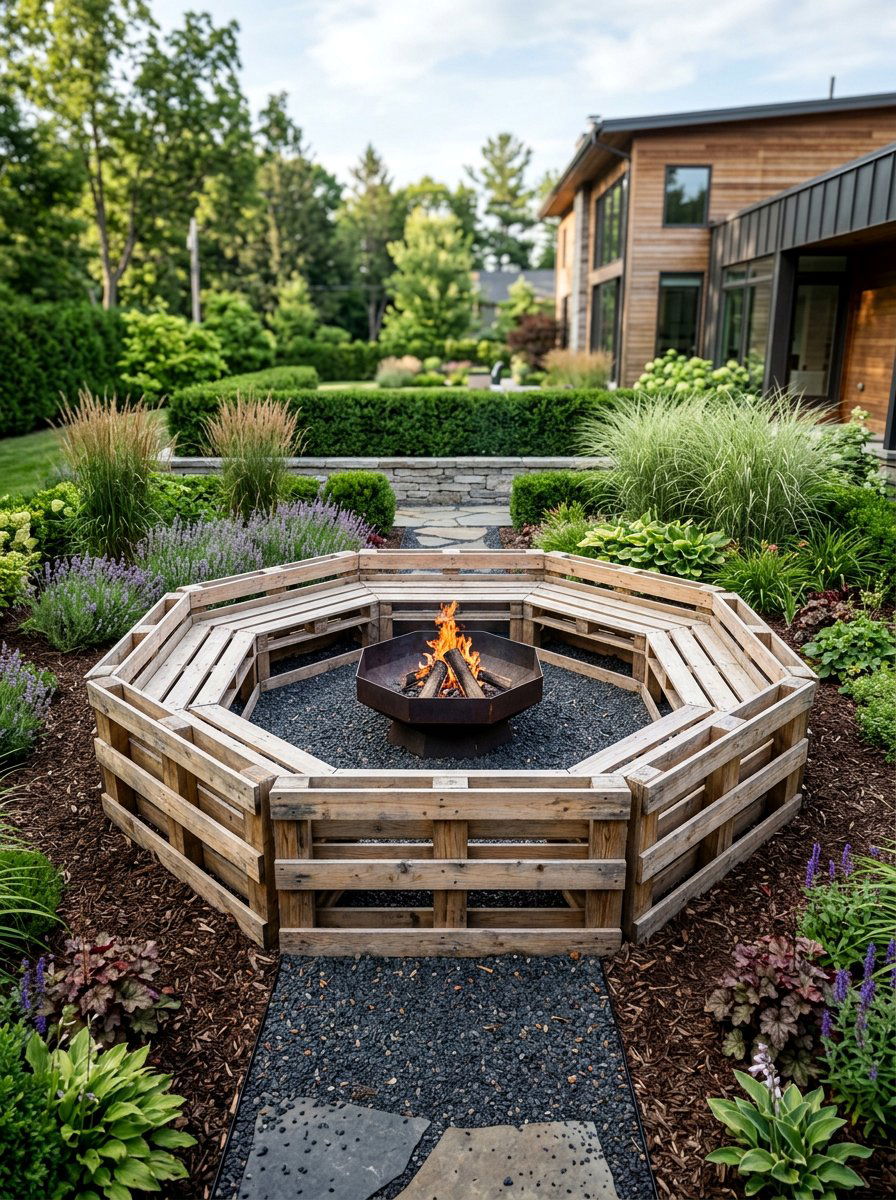 Octagonal Pallet Surround - 25 Pallet Fire Pit Surround Ideas