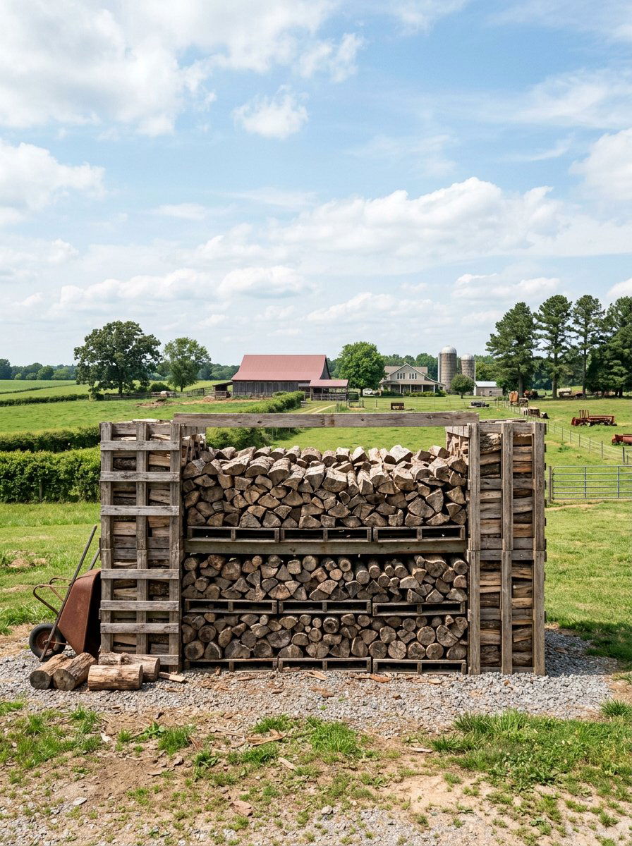 Open Air Pallet Stack - 25 Pallet Firewood Storage Rack Ideas