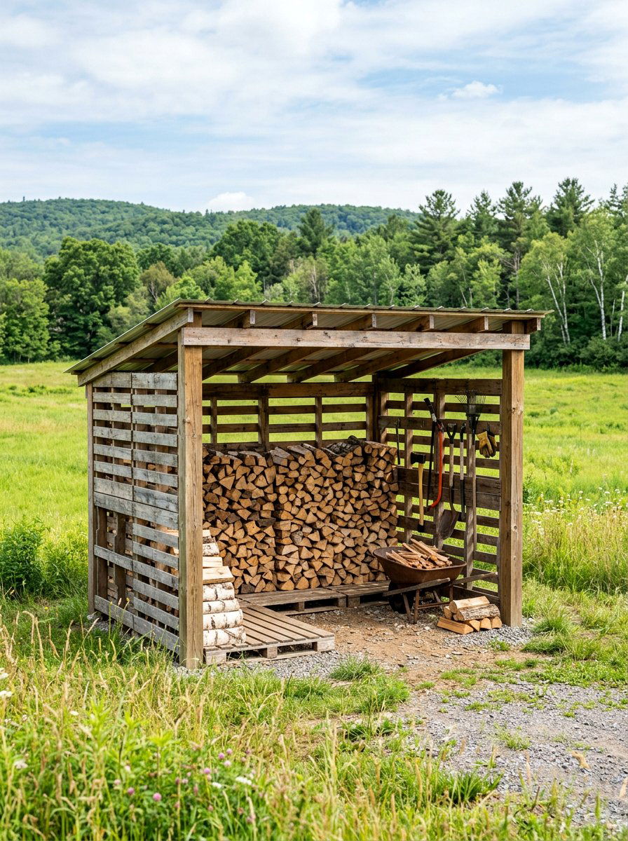 Open Concept Pallet Storage - 25 Pallet Tool Shed Ideas