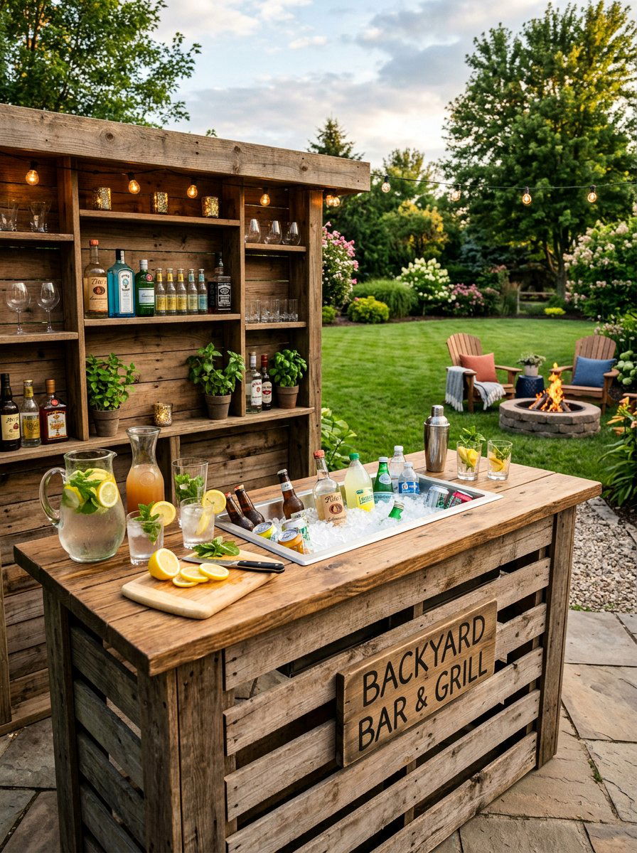 Outdoor Bar With Ice Bin - 25 Pallet Ice Chest Holder Ideas