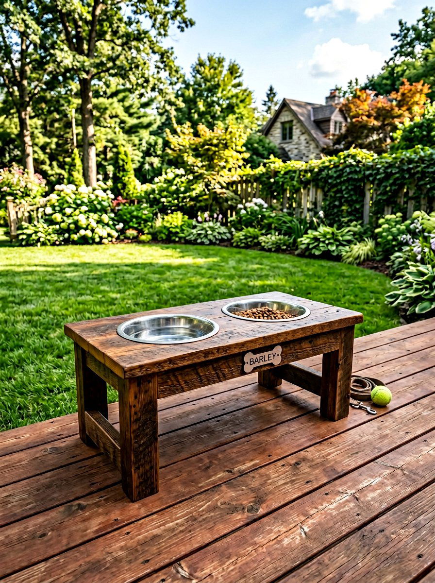 Outdoor Pallet Dog Bowl Stand - 25 Pallet Pet Feeding Station Ideas
