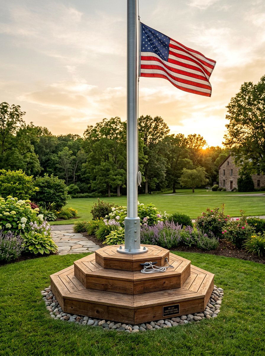 Outdoor Standing Flagpole Base - 25 Pallet Flag Holder Ideas