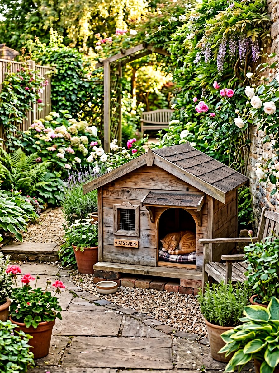 Outdoor pallet cat shelter - 25 pallet cat bed ideas