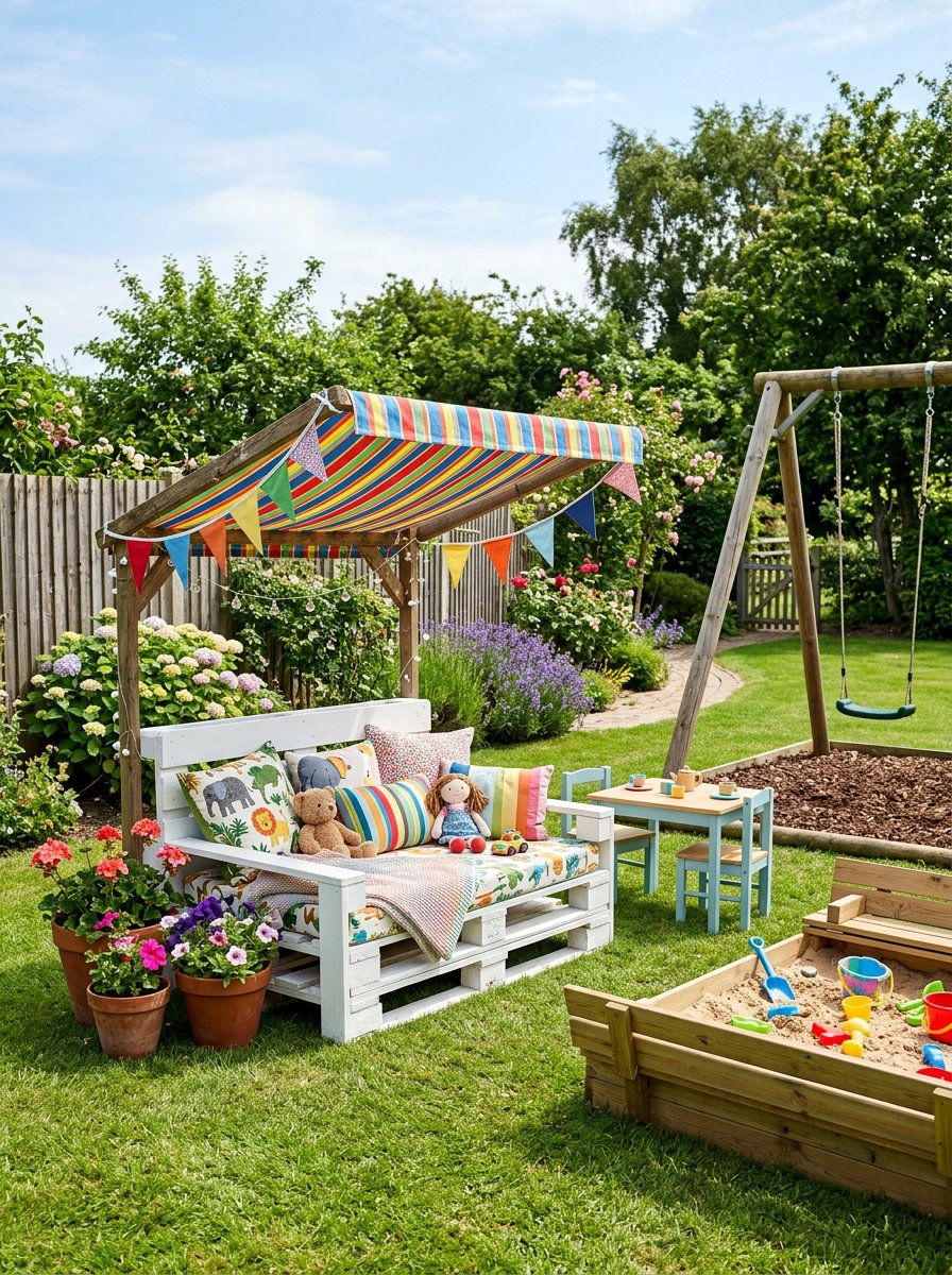 Outdoor play area - 25 Outdoor pallet daybed ideas