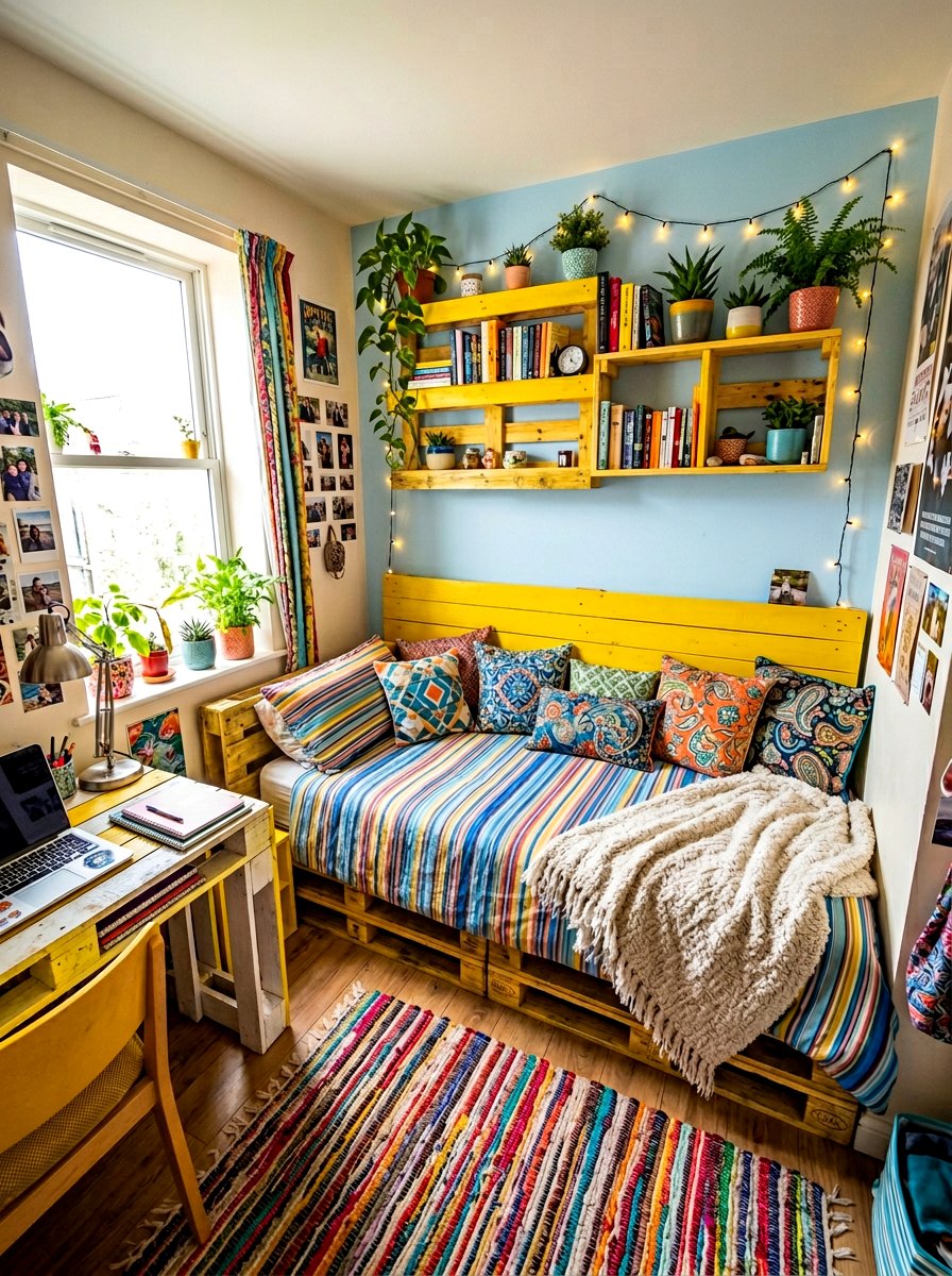 PAINTED PALLET BED COLLEGE - 25 Pallet bed ideas for college dorm