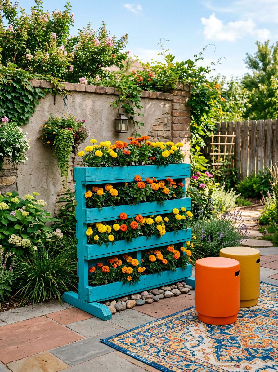 Painted Colorful Planter - 25 Pallet Wall Planter Ideas