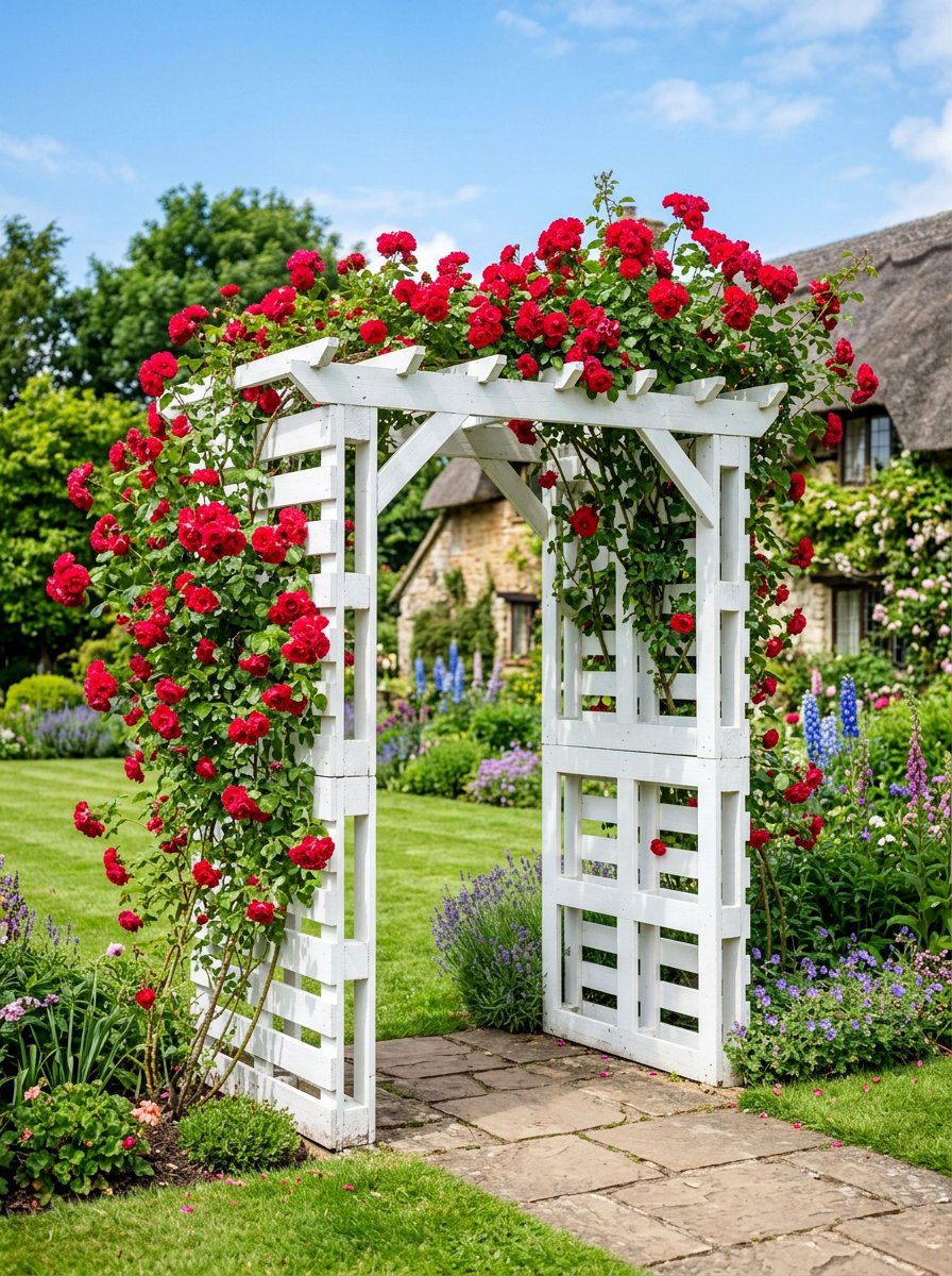 Painted Pallet Arbor - 25 Pallet Arbor for Garden Ideas