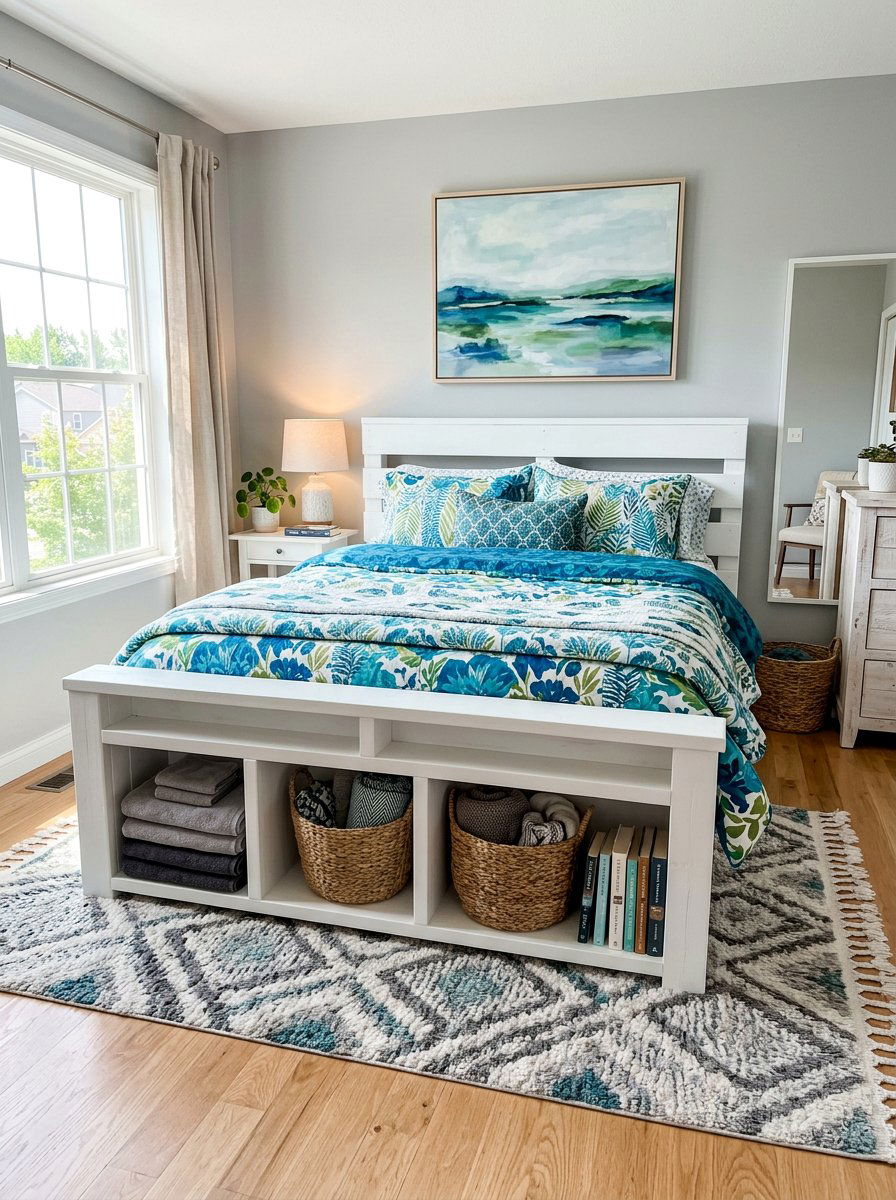 Painted Pallet Bed - 25 Pallet bed ideas with storage