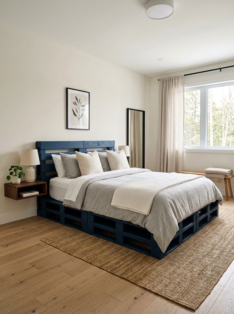 Painted Pallet Bed - 25 Minimalist pallet bed ideas