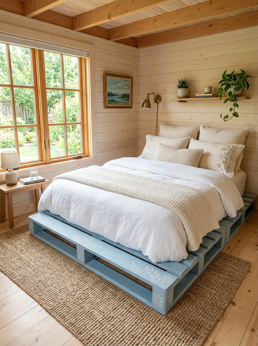 Painted Pallet Bed Concept - 25 Pallet bed ideas for tiny house
