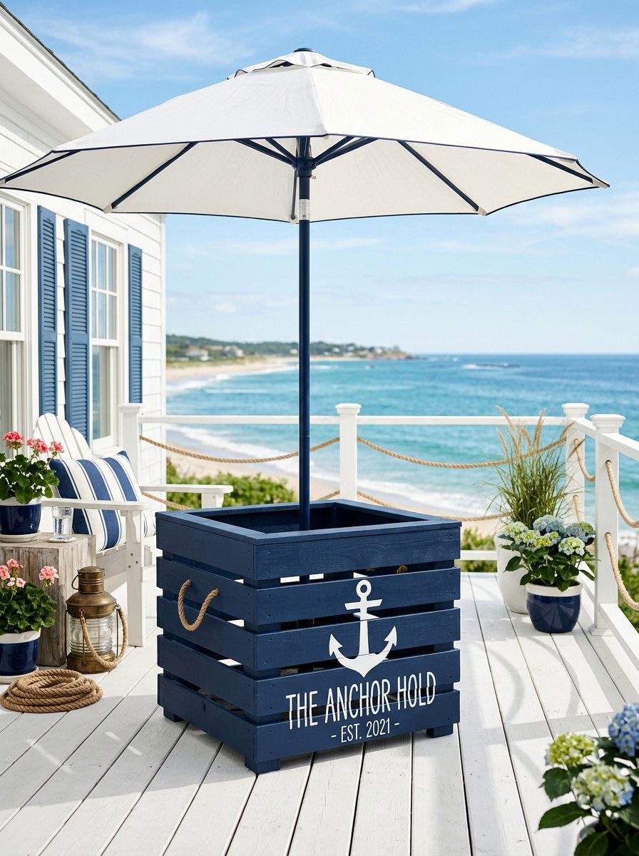 Painted Pallet Box - 25 Pallet Umbrella Stand Ideas