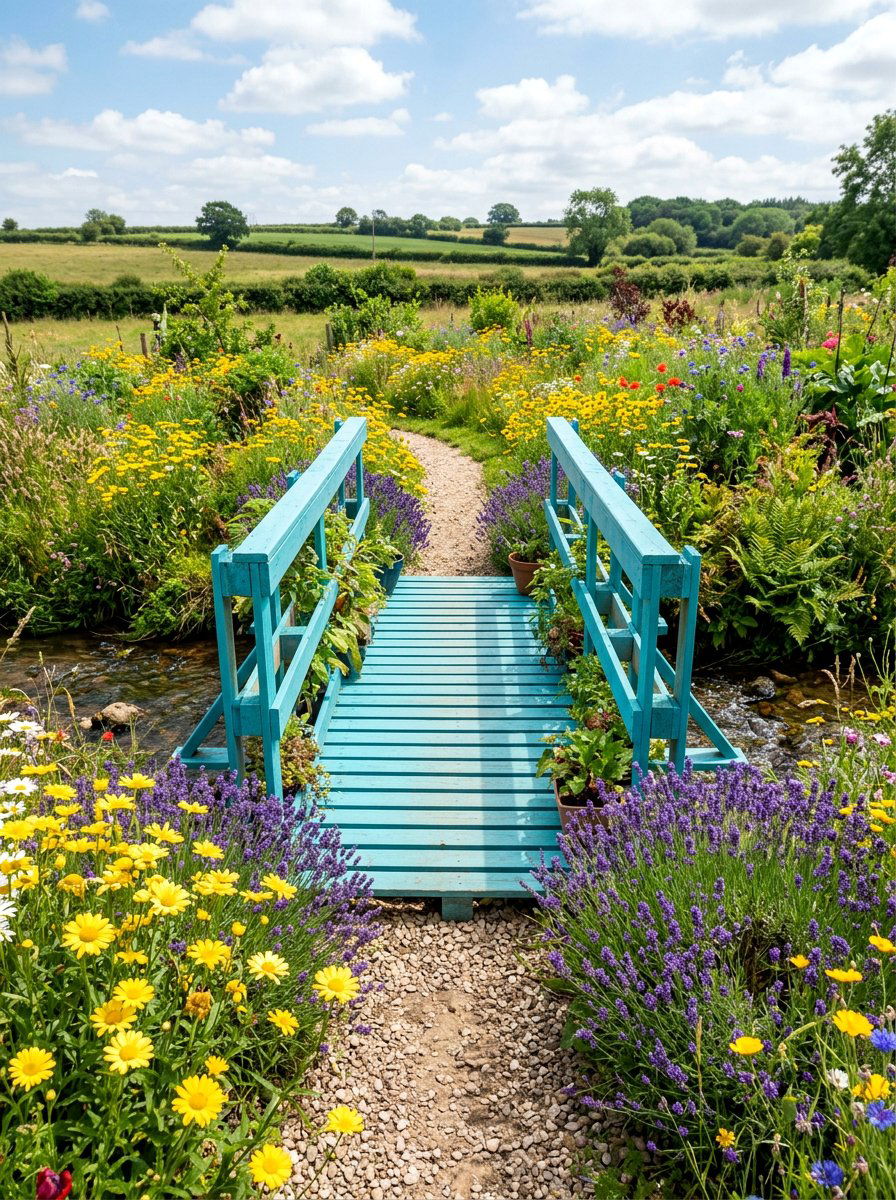 Painted Pallet Bridge - 25 Pallet Bridge for Garden Ideas