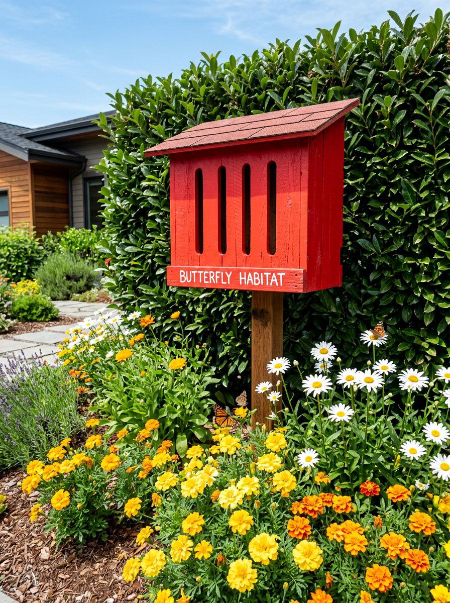 Painted Pallet Butterfly Shelter - 25 Pallet Butterfly House Ideas