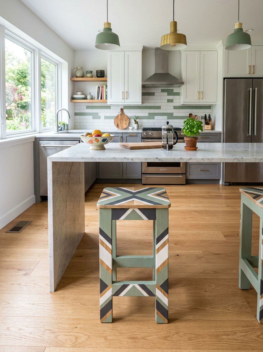 Painted Pallet Kitchen Stool - 25 Pallet Bar Stools Ideas