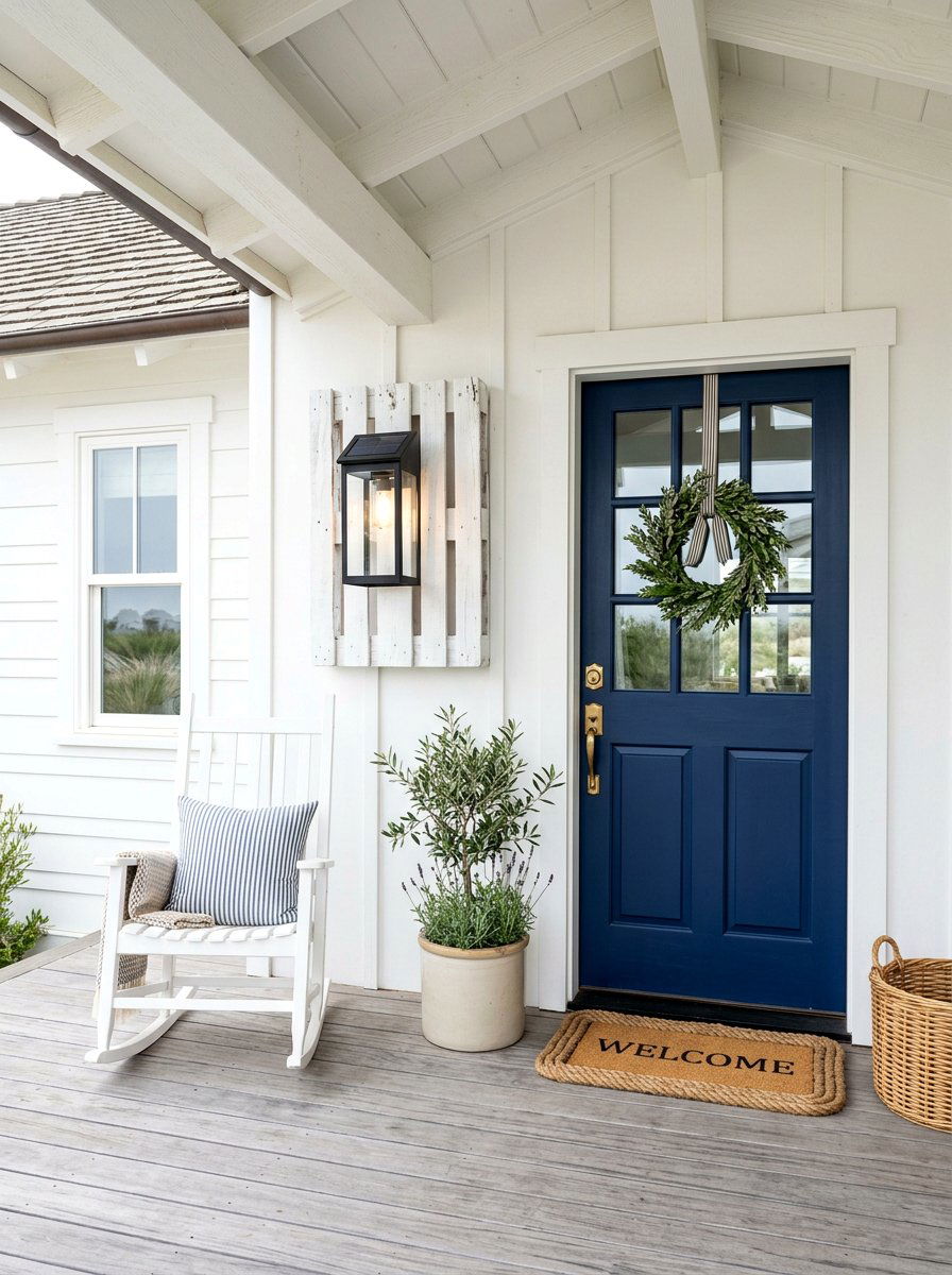 Painted Pallet Porch Light - 25 Pallet Solar Light Holder Ideas