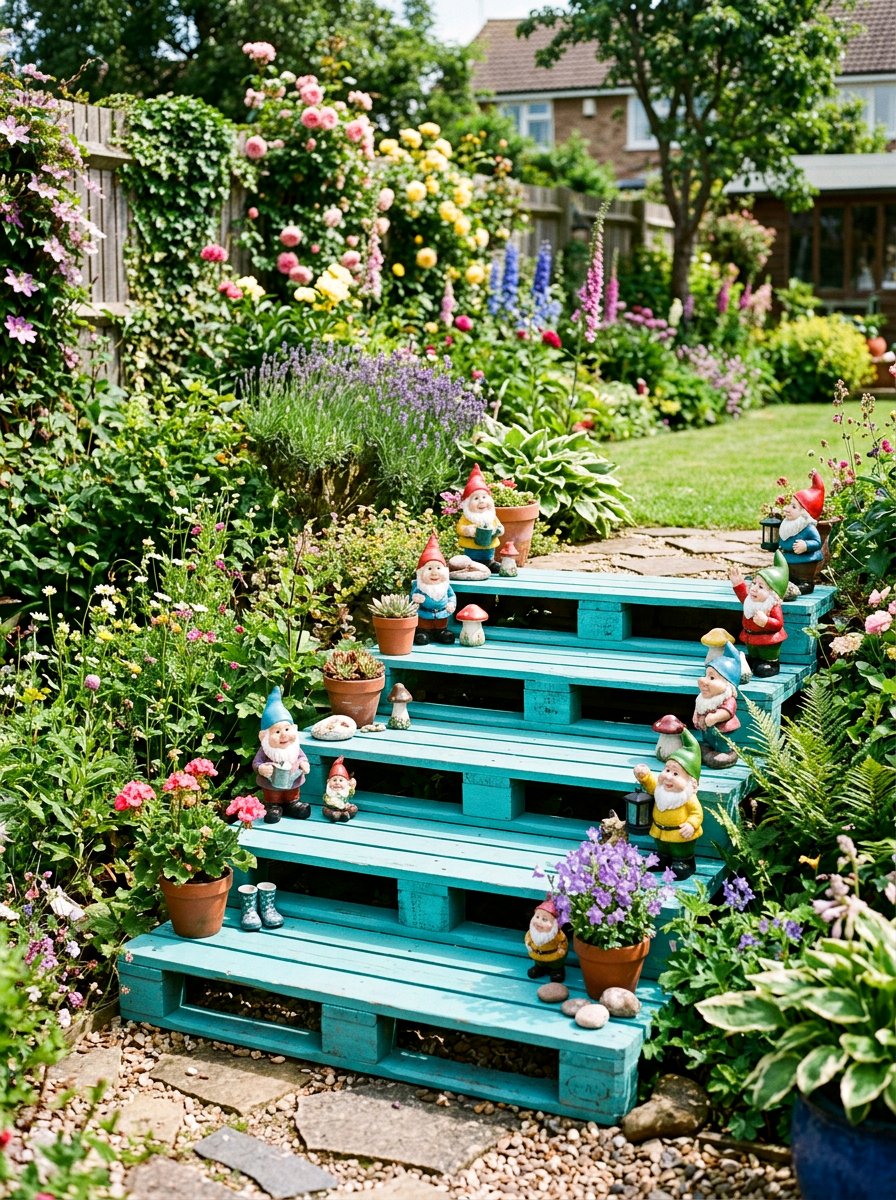 Painted Pallet Steps For Garden - 25 Pallet Staircase for Garden Ideas