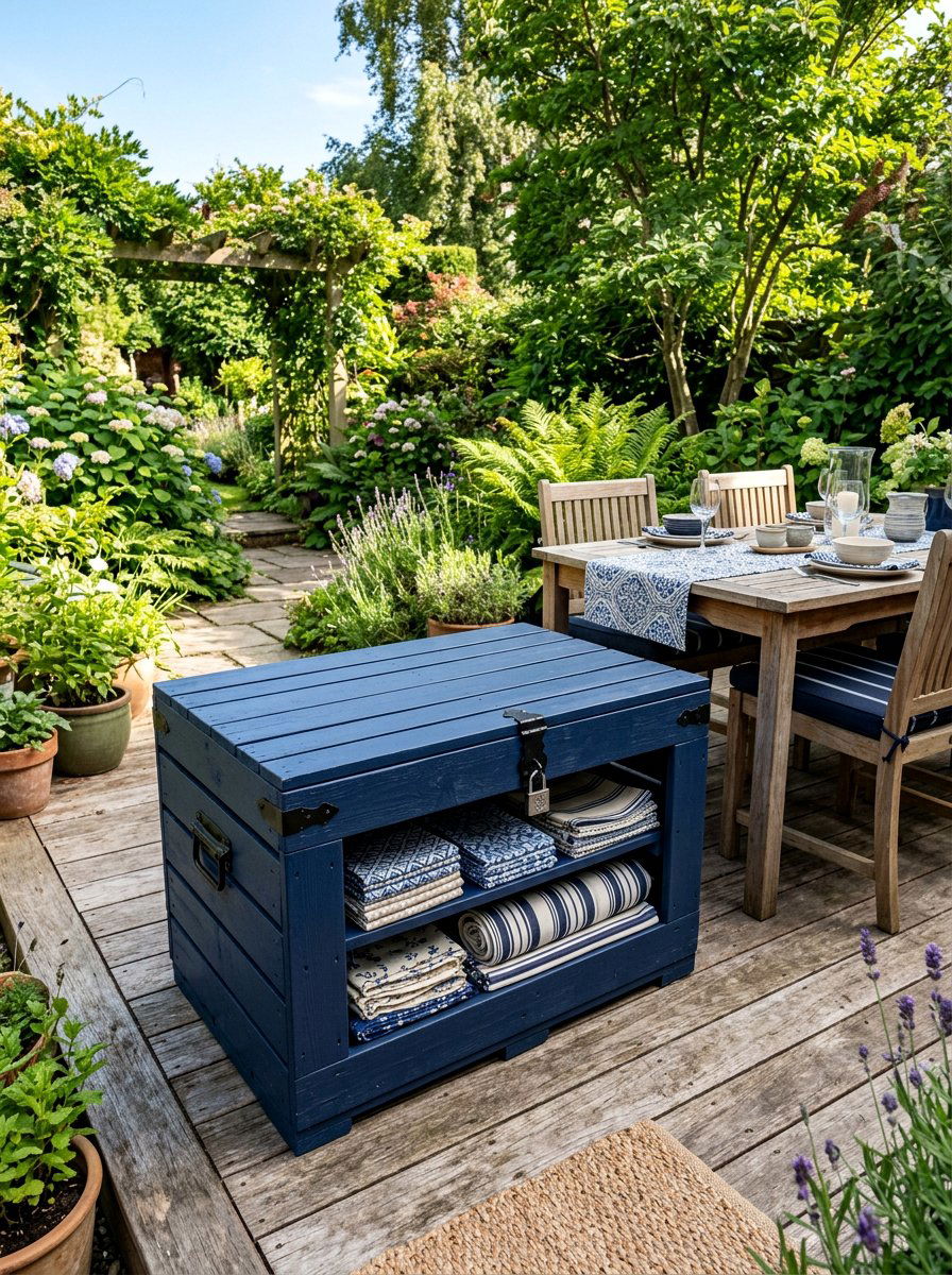 Painted Pallet Storage Trunk - 25 Pallet Outdoor Storage Box Ideas