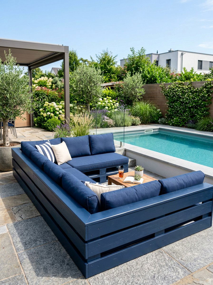 Painted Pallet Surround - 25 Pallet Hot Tub Surround Ideas