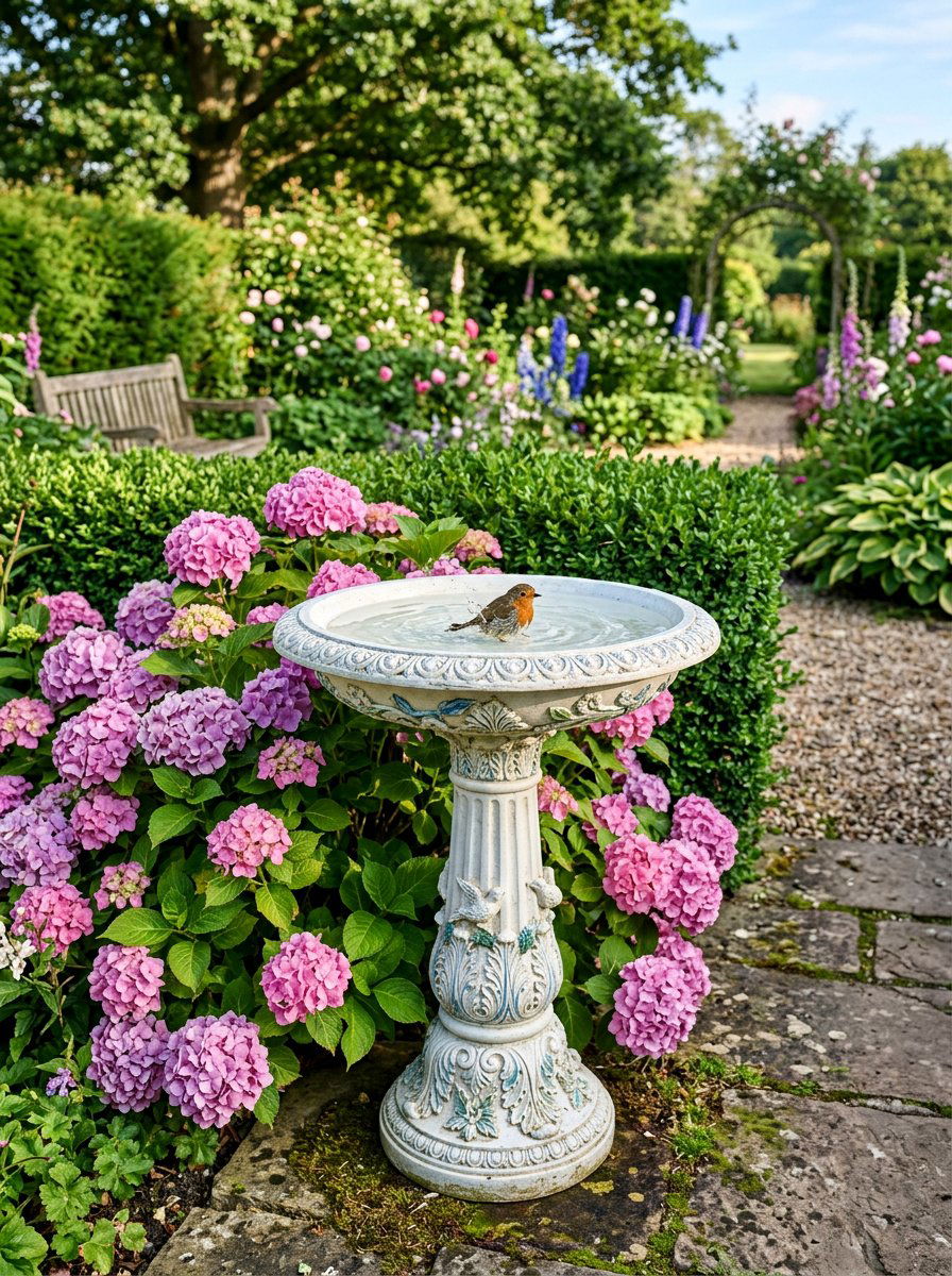 Painted Resin Bird Bath - 25 unique bird bath ideas