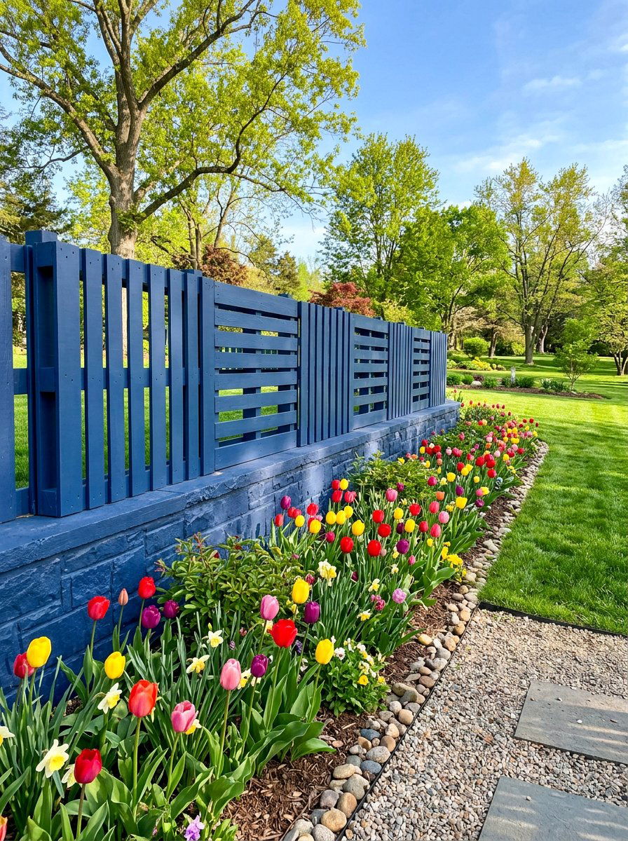Painted Wood Pallet Fence - 25 Pallet Retaining Wall Ideas